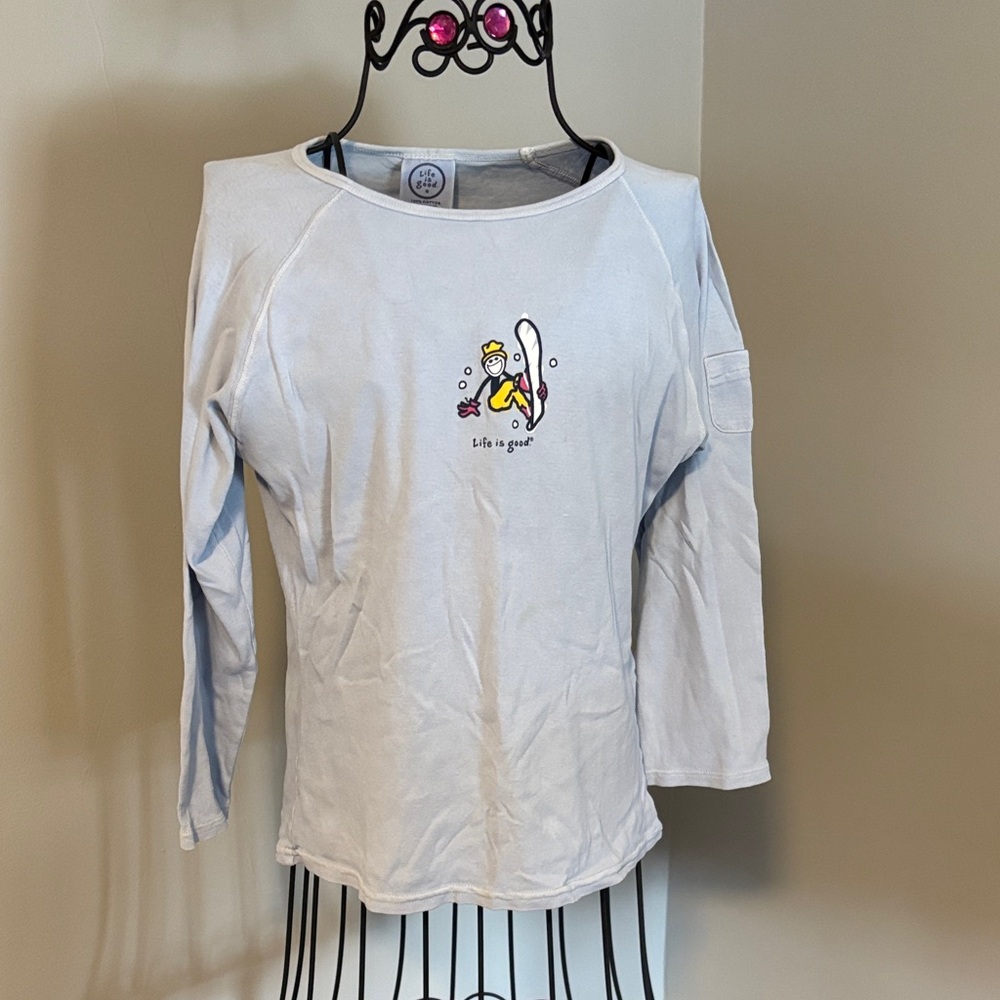 Life Is Good light Blue  Long Sleeve Shirt